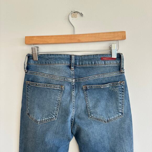 Pilcro by Anthropologie Mid-Rise Bootcut Embroidered Pom Pom Cropped Jeans 25 - Picture 8 of 10